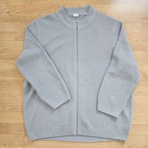 Jack & Jones Men's Light Gray Zip-Up Textured Knit Sweater - Size XXL